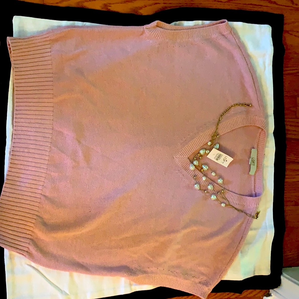 NWT LOFT pink sweater vest XL